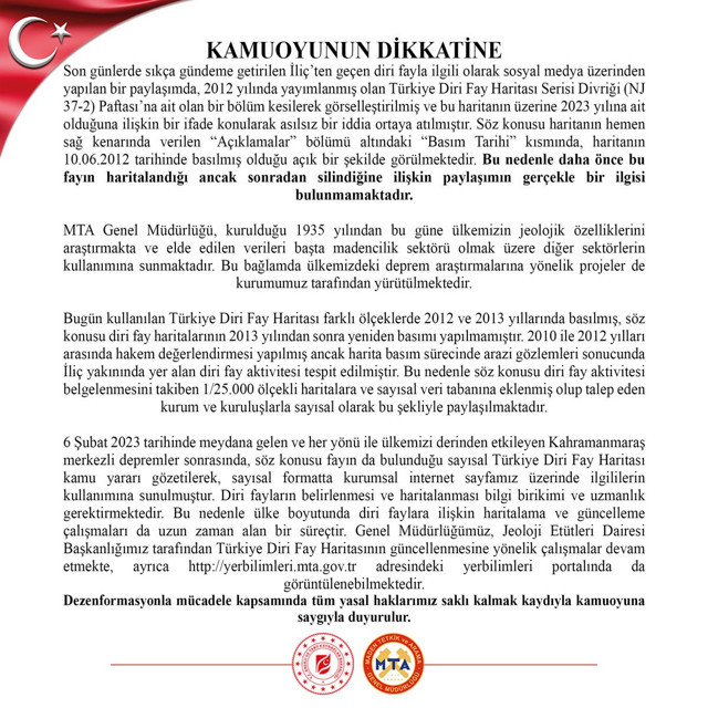 MTA'dan Erzincan'daki fay hattı silindi iddiasına yanıt - Resim: 0