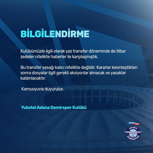 Adana Demirspor’dan transfer yasağı açıklaması - Resim: 0