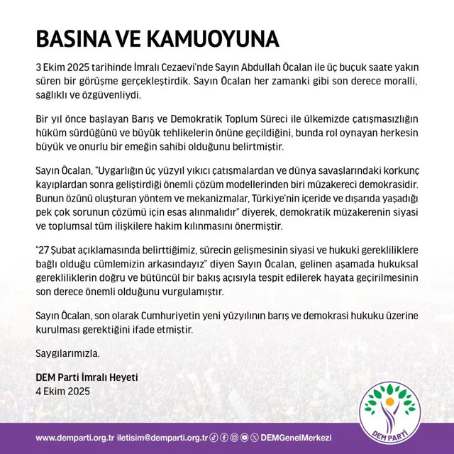Öcalan'la görüşen DEM Parti İmralı heyetinden ilk açıklama! "Cümlemizin arkasındayız" - Resim: 0