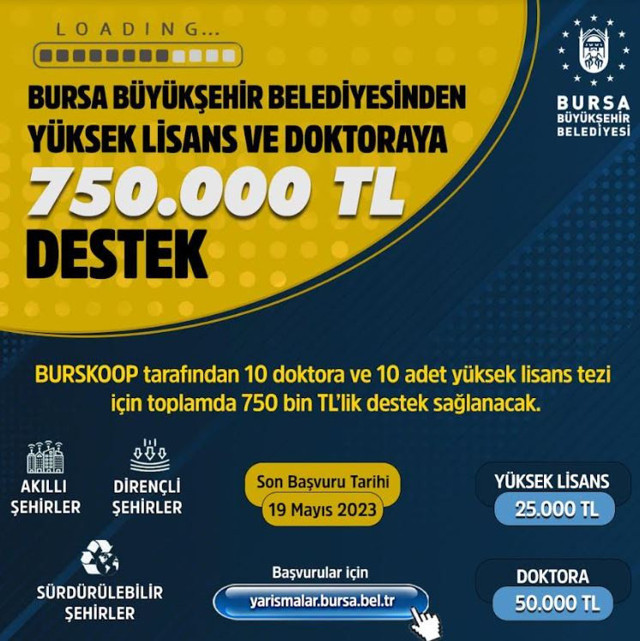 Bursa Büyükşehir Belediyesi'nden yüksek lisans ve doktoraya 750 bin TL'lik destek - Resim: 0