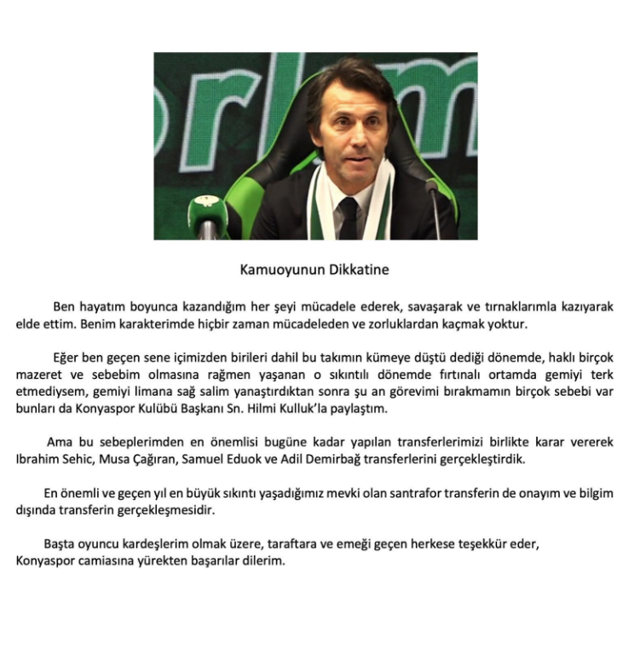 Bülent Korkmaz Konyaspor'dan ayrıldı - Resim: 0