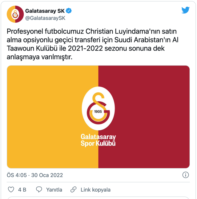 Galatasaray, Christian Luyindama'yı Al Taawon'a kiraladı - Resim: 0