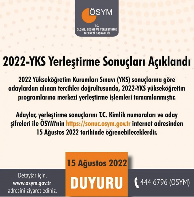 YKS yerleştirme sonuçları açıklandı! 2022 YKS tercih sonuçları nereden öğrenilir - Resim: 0
