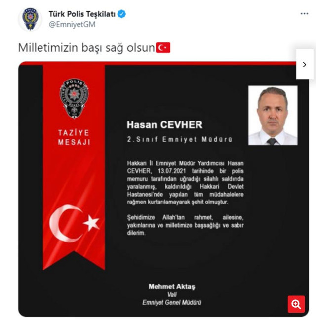 Hakkari İl Emniyet Müdür Yardımcısı Hasan Cevher silahlı saldırıda şehit edildi - Resim: 1