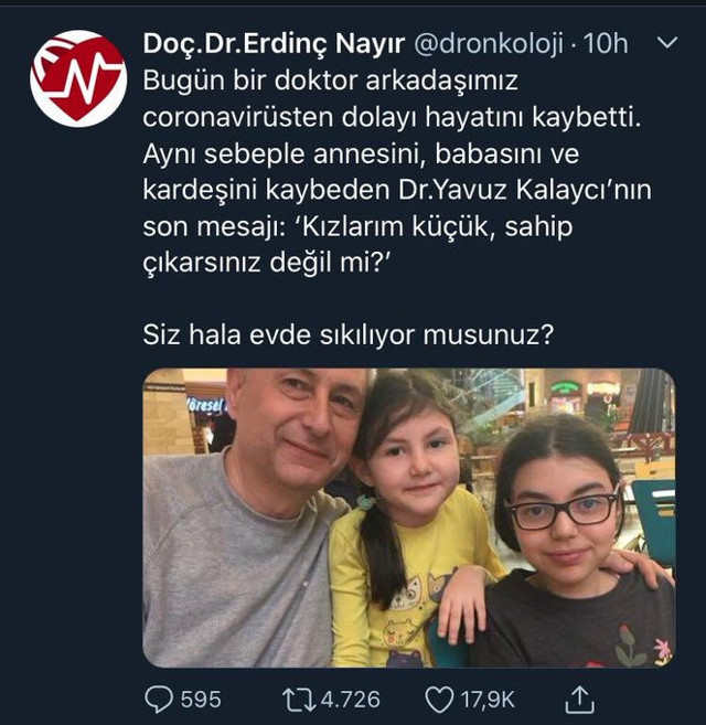 Koronavirüsten hayatını kaybeden doktor: Kızlarım küçük sahip çıkarsınız değil mi? - Resim: 0