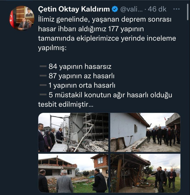 Sakarya Valisi Oktay, Düzce depreminde hasar gören bina sayısını açıkladı - Resim: 1