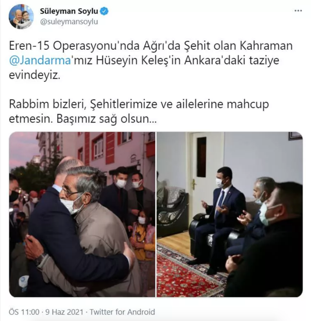 İçişleri Bakanı Süleyman Soylu'dan şehit jandarma Keleş'in ailesine taziye ziyareti - Resim: 0