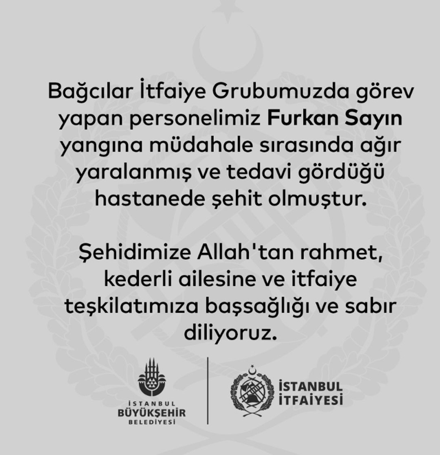 İstanbul'da itfaiye eri yangına müdahale ederken yüksekten düşerek şehit oldu - Resim: 0