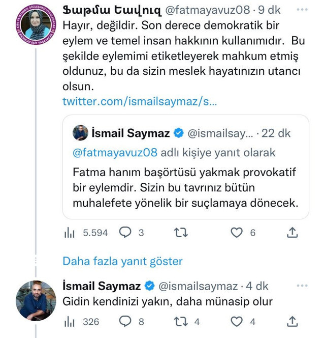 Kıyamet koptu! İsmail Saymaz, 'başörtümü yakacağım' diyen Fatma Yavuz'a 'kendini yak' dedi - Resim: 2