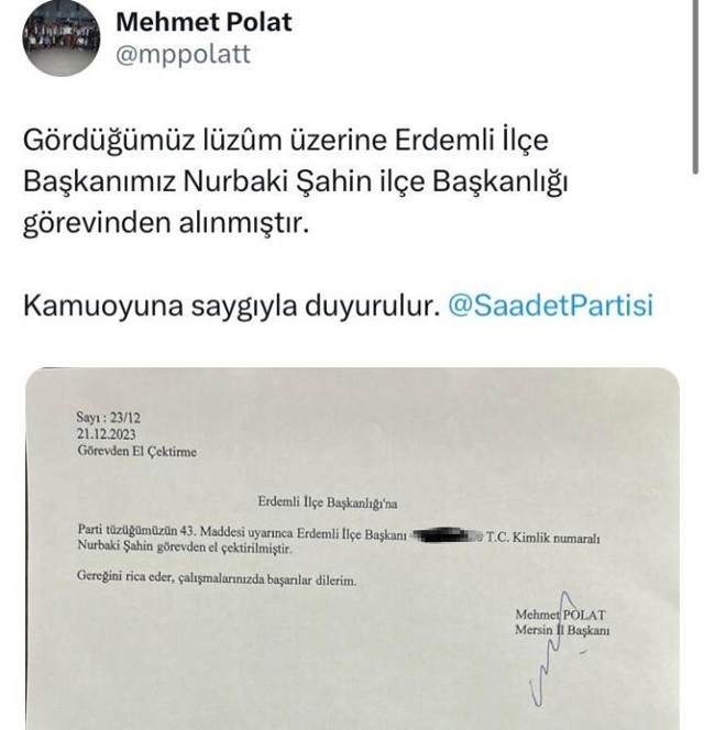İsrail'e domates satan Saadet Partisi Erdemli İlçe Başkanı Şahin görevden alındı - Resim: 0