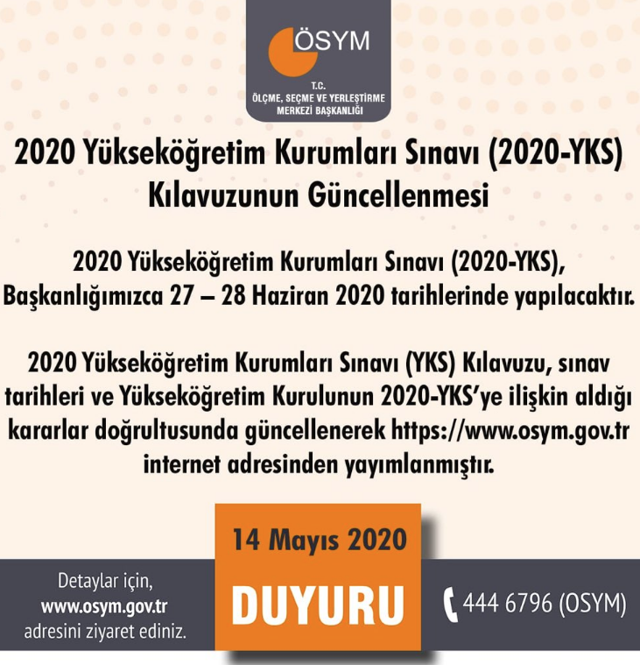 ÖSYM açıkladı! 2020 YKS kılavuzu güncellendi - Resim: 2