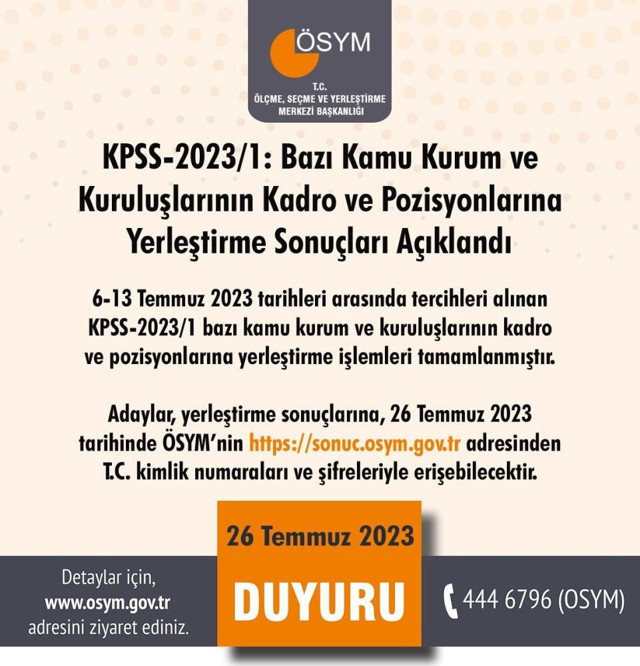 ÖSYM duyurdu: KPSS yerleştirme sonuçları açıklandı! ÖSYM KPSS tercih sonuçları sorgulama ekranı - Resim: 0