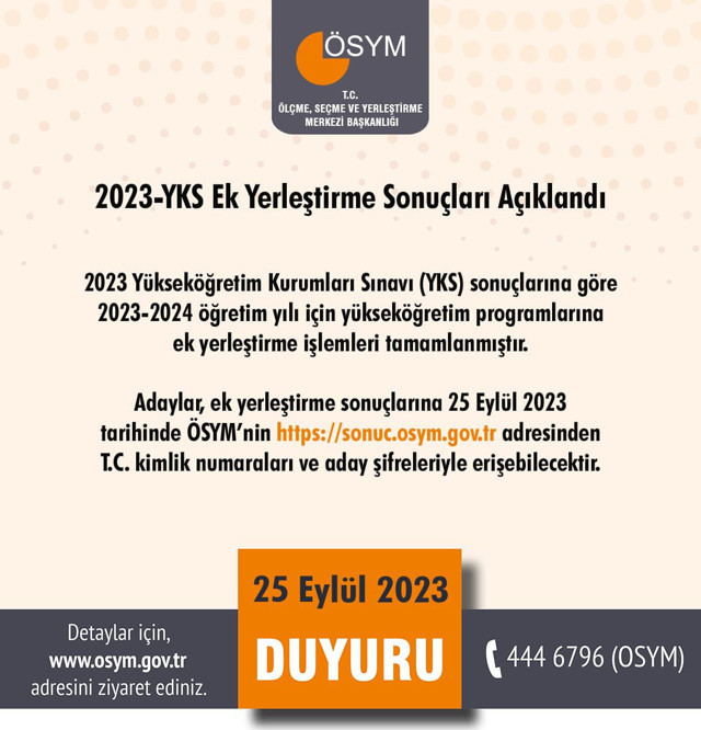 ÖSYM duyurdu! 2023-YKS Ek tercih sonuçları açıklandı - Resim: 0