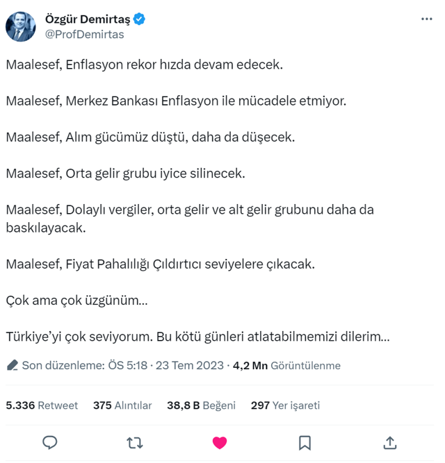 Özgür Demirtaş 'maalesef' deyip sıraladı: Hayat pahalılığı çıldırtıcı seviyeye gelecek - Resim: 0