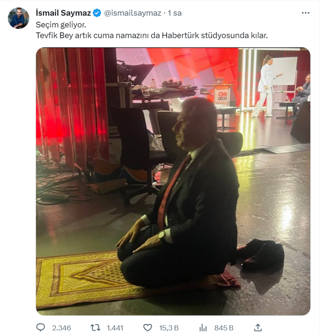 Tevfik Göksu CNN Türk stüdyosunda namaz kıldı! İsmail Saymaz dalga geçti - Resim: 0