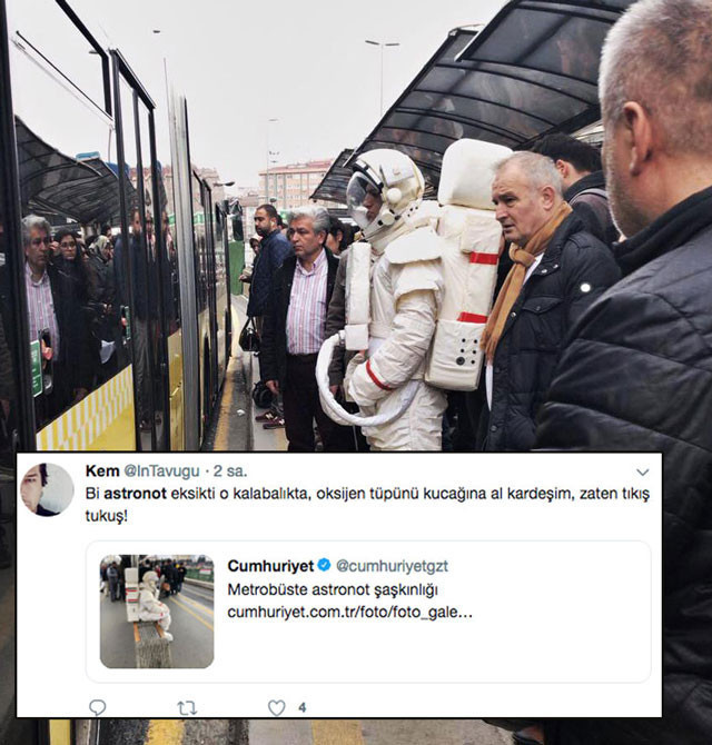 Metrobüsteki astronot sosyal medyayı salladı! Burası özgür bir ülke  - Resim: 4