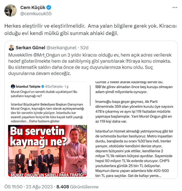 Cem Küçük isyan etti! Murat Ongun'u eleştirin ama iftira atmayın... - Resim: 0