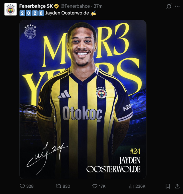 Fenerbahçe, Jayden Oosterwolde'nin sözleşmesini uzattı - Resim: 0
