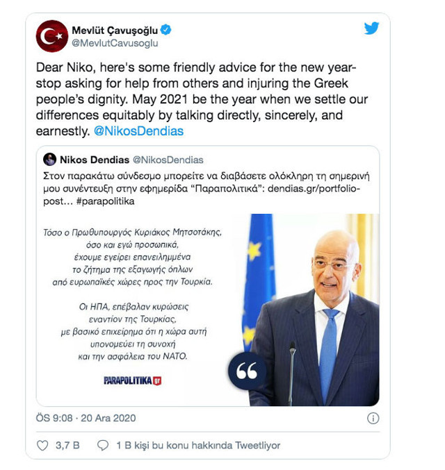 Yunan mevkidaşından Dışişleri Bakanı Mevlüt Çavuşoğluna tepki çeken yanıt - Resim: 0