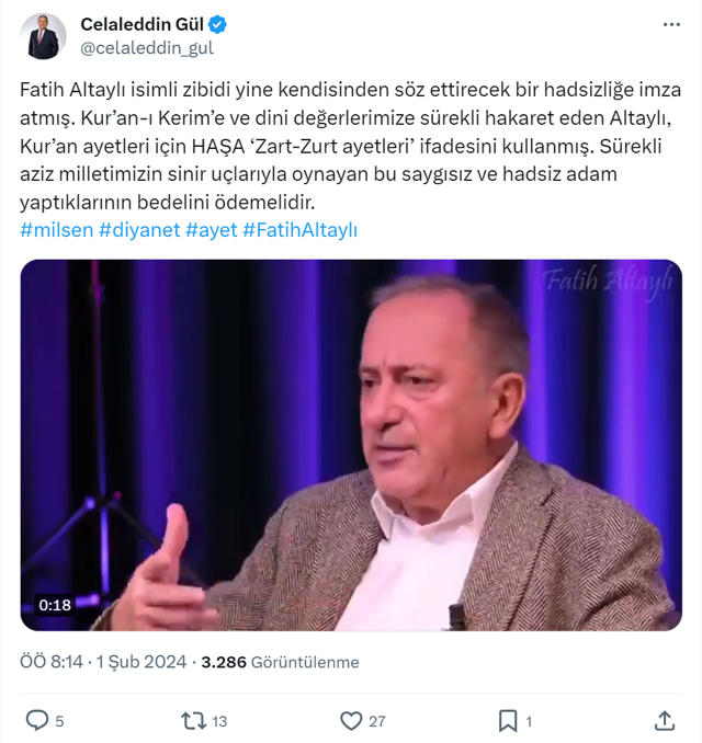 Fatih Altaylı 'Zart zurt ayetleri' dedi! Cumhurbaşkanı Danışmanı 'mürted' ilan edip 'gereken yapılmalı' dedi - Resim: 1