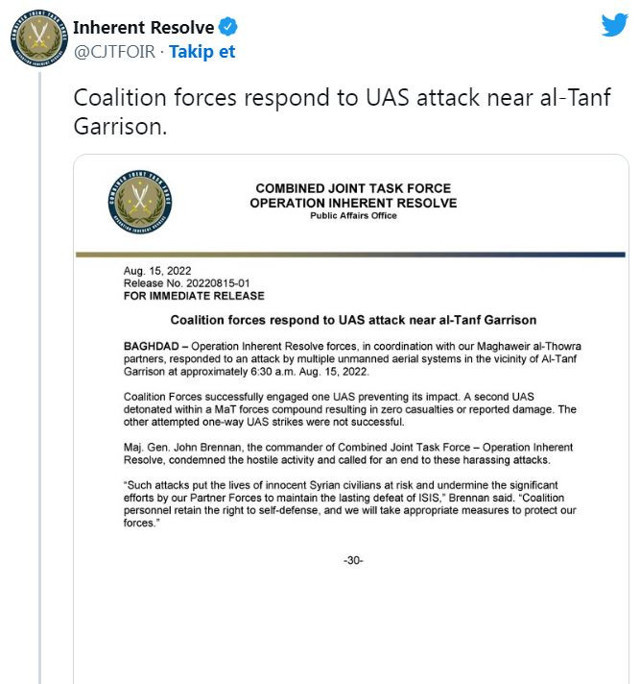 ABD'nin Suriye'deki üssünün yakınlarına İHA saldırısı yapıldı - Resim: 0