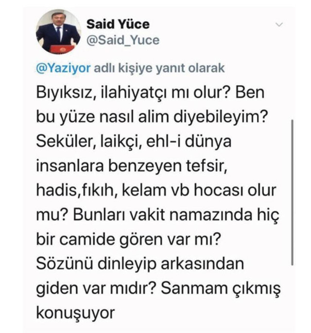 'Bir FETÖ gitti bin FETÖ geliyor' diyen ilahiyatçı Ali Köse'ye tepki - Resim: 0