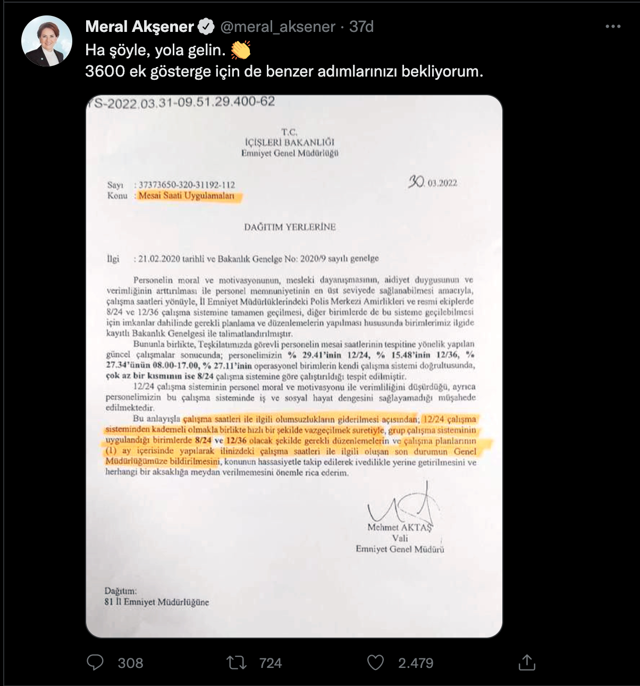 Polisin mesai saatleri değişti! Meral Akşener, İçişleri Bakanlığı'na 'Ha şöyle, yola gelin' dedi! 3600 ek gösterge istedi - Resim: 0