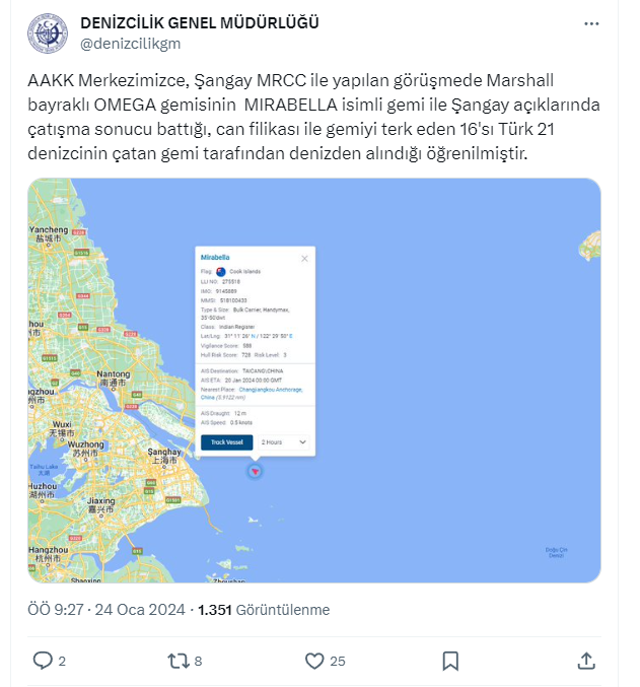 Son dakika! Çin'de Türk gemisi çarpışma sonucu battı! İçindeki 16'sı Türk 21 denizci kurtarılmaya çalışılıyor - Resim: 0