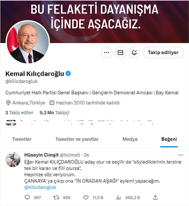 Kemal Kılıçdaroğlu'nun beğendiği tweet sosyal medyada gündem oldu! 'Çankaya'da eylem yapacağım' - Resim: 0