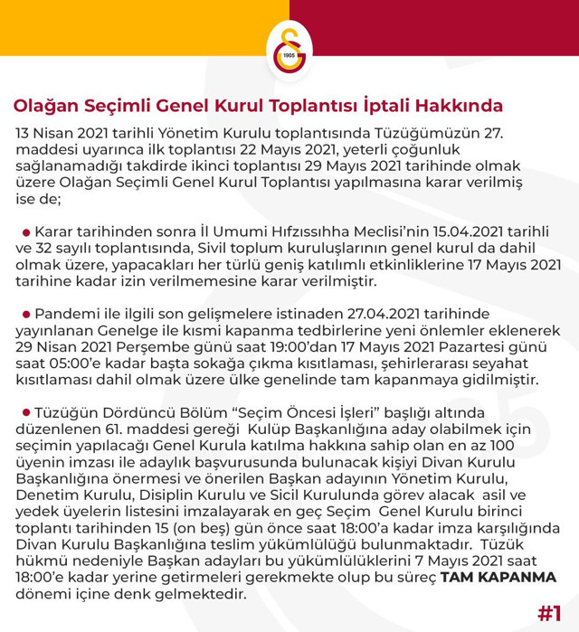 Galatasaray'da başkanlık seçimi ertelendi - Resim: 0