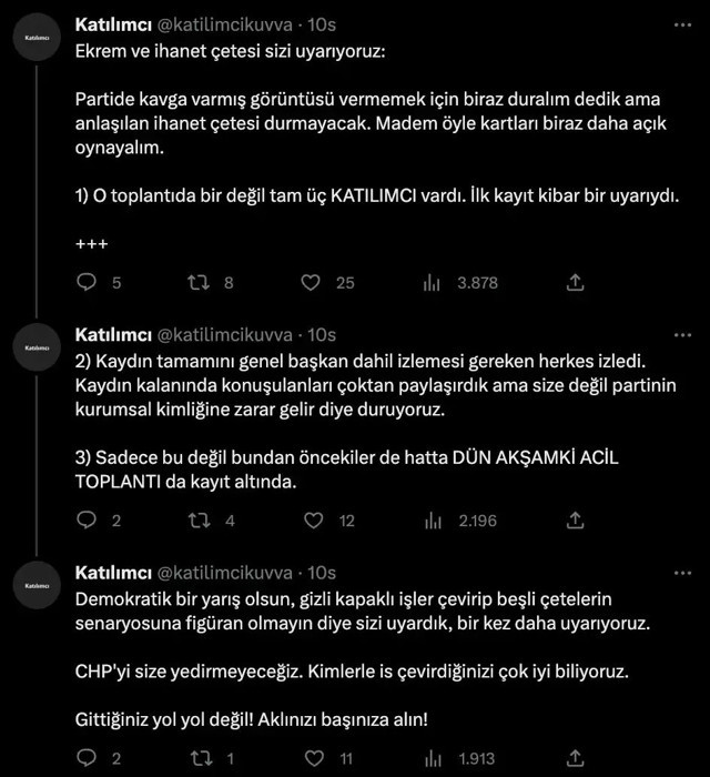Meçhul 'Katılımcı' Ekrem İmamoğlu'nu tehdit etti! 'Dün akşamki acil toplantı da kayıt altında! Aklınızı başınıza alın - Resim: 0