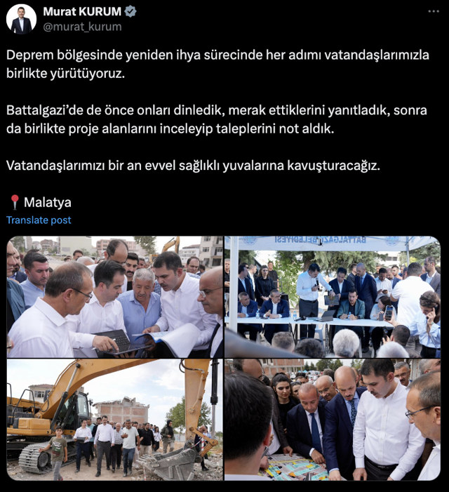 Bakan Kurum Malatya'da vatandaşlarla birlikte proje alanlarını inceledi - Resim: 0