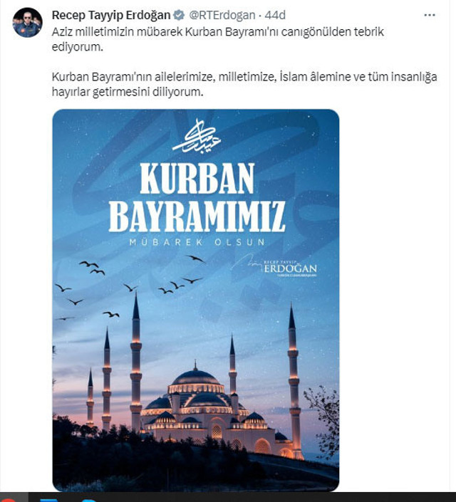 Cumhurbaşkanı Erdoğan'dan Kurban Bayramı paylaşımı - Resim: 0