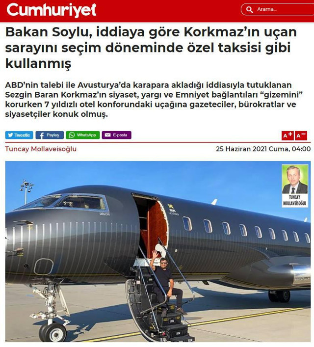 İçişleri Bakanlığı'ndan Bakan Soylu'nun kiraladığı uçak ile ilgili iddiaya belgeli yanıt! - Resim: 0