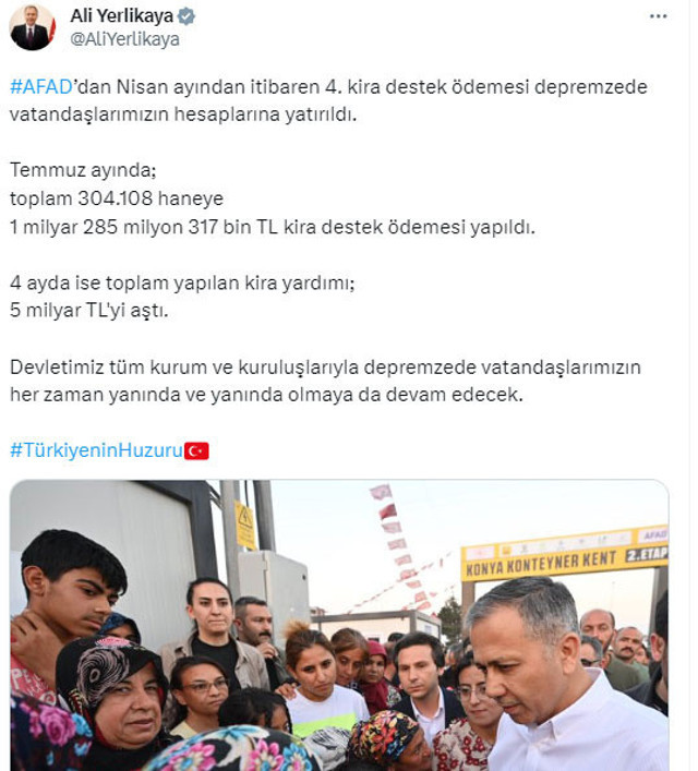 İçişleri Bakanı Ali Yerlikaya duyurdu: Hesaplara yatırıldı - Resim: 0