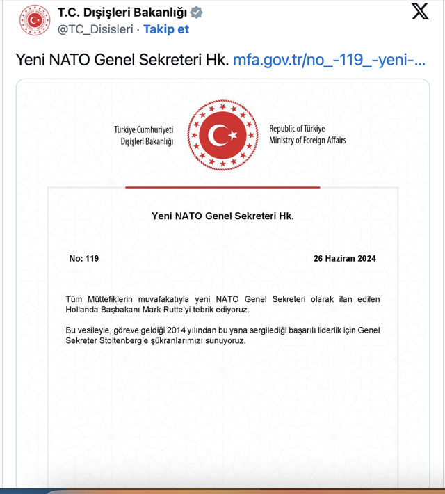 NATO yeni genel sekterini seçti! Dışişlerinden tebrik mesajı geldi! - Resim: 0