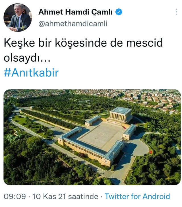 AK Partili Ahmet Hamdi Çamlı'dan olay Anıtkabir paylaşımı! 'Keşke mescid olsaydı!' - Resim: 0