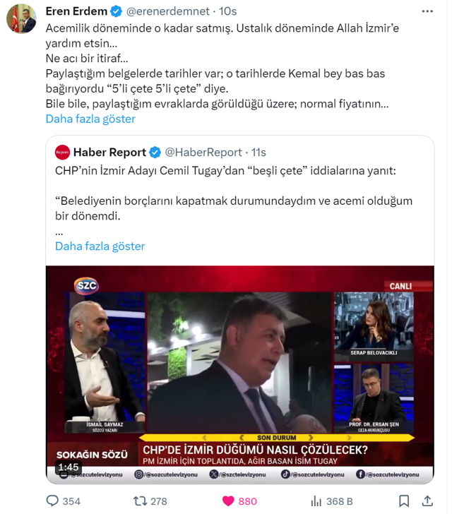 CHP İzmir Adayı Cemil Tugay itiraf etti! Mehmet Cengiz'le pazarlık yapıp sattım! 'Acemilik döneminde bu kadar sattıysa..' - Resim: 0