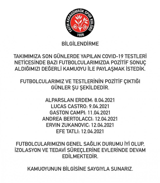 Fatih Karagümrük'te 6 Covid-19 vakası! İsimleri açıklandı - Resim: 0