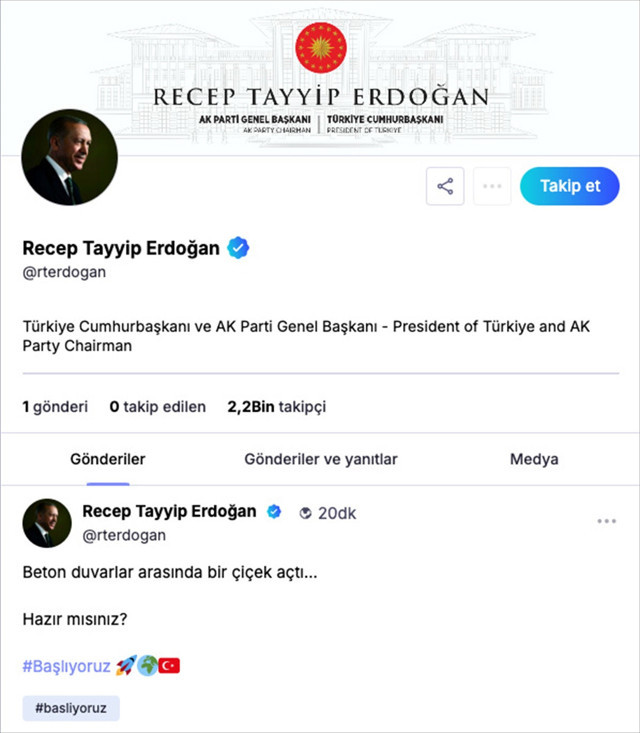 Cumhurbaşkanı Erdoğan NSosyal'den ilk paylaşımını yaptı - Resim: 0