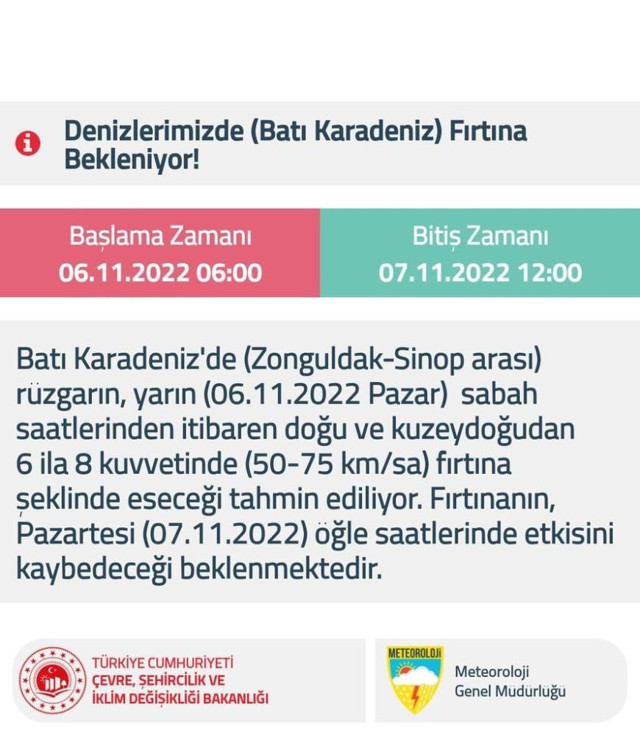 Meteoroloji gün vererek uyardı: Batı Karadeniz'e fırtına bekleniyor! - Resim: 0