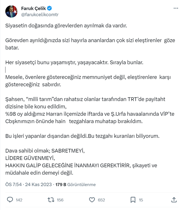 AK Partili Faruk Çelik: Cumhurbaşkanımızın önünde bana hain tezgâhlar kuruldu - Resim: 0