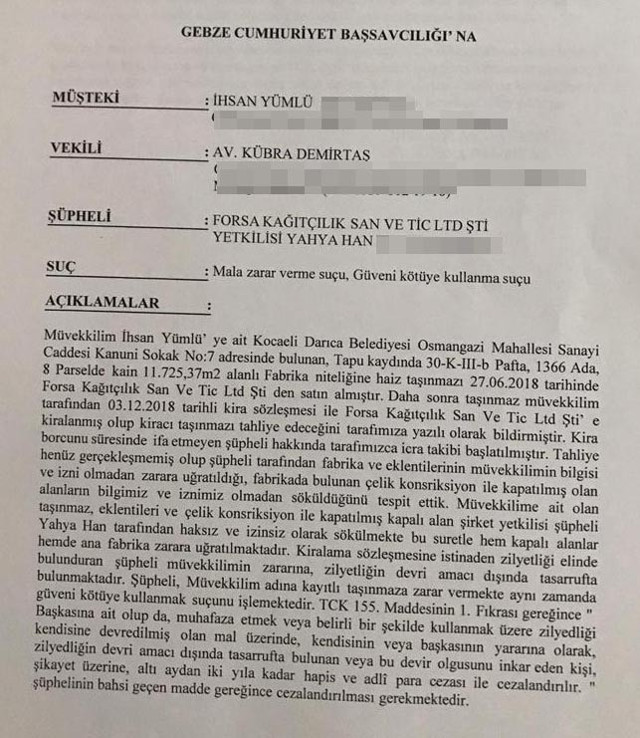 Kocaeli'de inanılmaz olay: Çıkması istenen kiracı fabrikayı söküp götürdü - Resim: 2