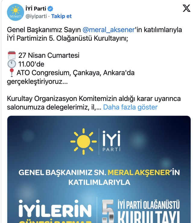 İYİ Parti'de kurultay öncesi yeni karar! Sosyal medyadan duyurdular - Resim: 0