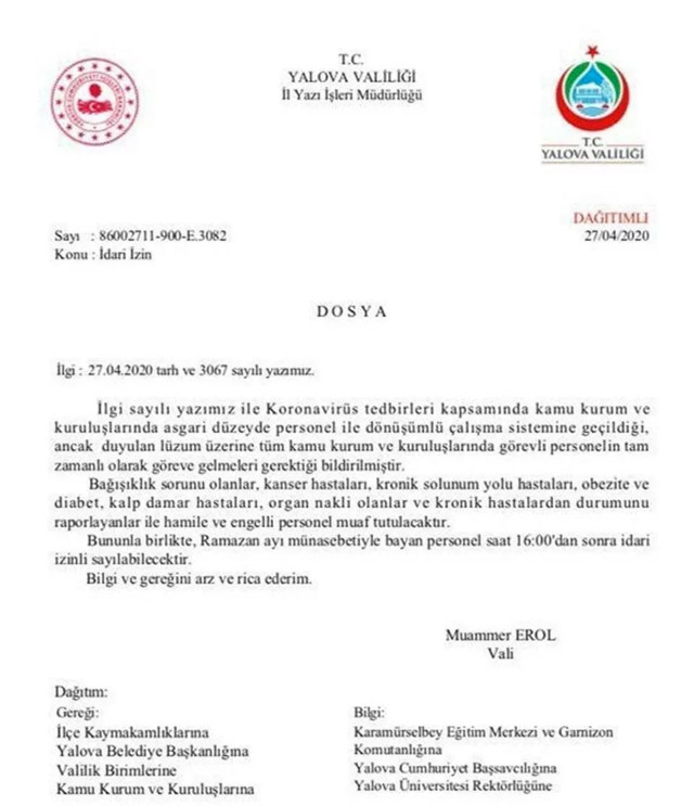 Yalova Valisi esnek çalışma denimini resmen bitirdi! Memurlar görev başı yaptı - Resim: 0
