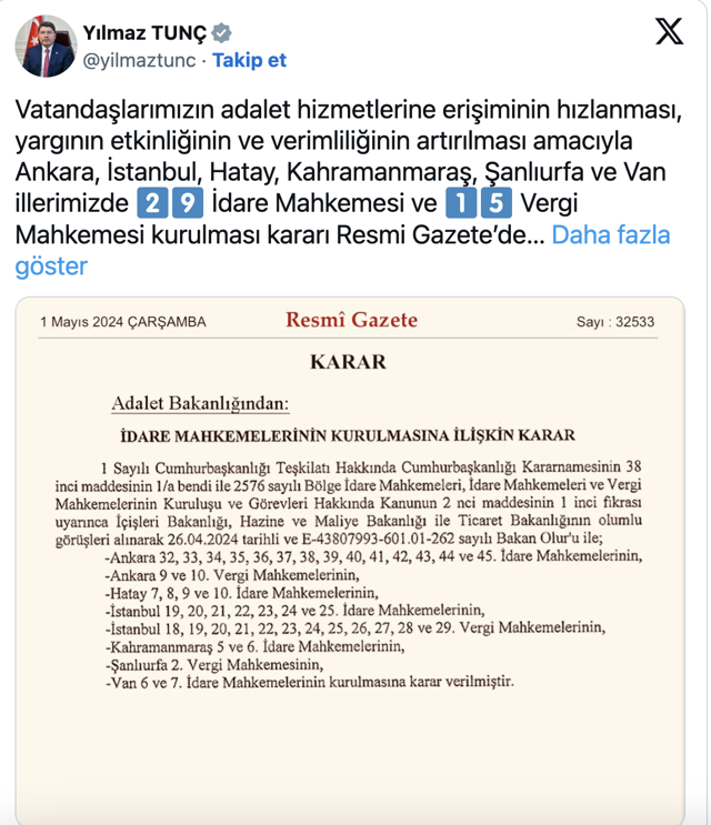 Resmi Gazete'de yayımlandı: 44 yeni mahkeme kuruluyor - Resim: 0