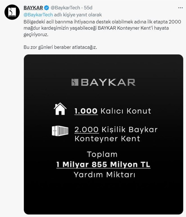 Selçuk Bayraktar duyurdu: BAYKAR'dan depremzedelere 1000 konut desteği! - Resim: 1