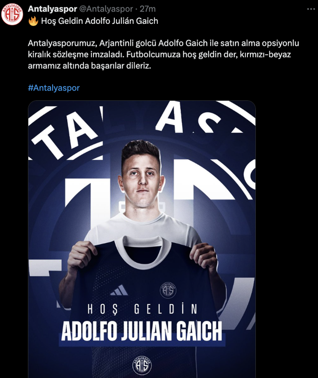 Antalyaspor, Arjantinli forvet Gaich'i transfer etti - Resim: 0