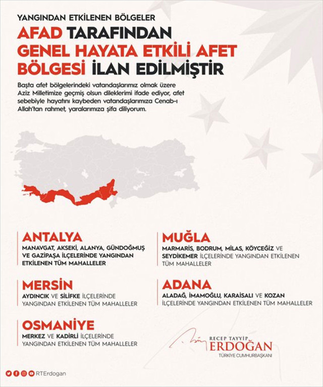 Cumhurbaşkanı Erdoğan: Yangın alanları afet bölgesi ilan edildi - Resim: 1