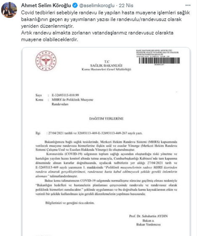 Kamuda randevusuz hasta kabulü! Randevusuz hasta hastaneye ne zaman gidebilecek? - Resim: 0